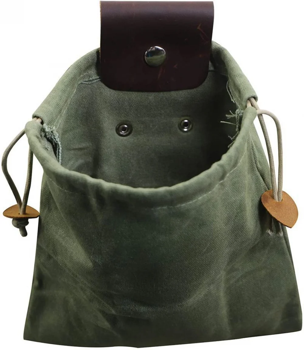 

Outdoor Foraging Pouch Hiking Garden Fruit Picking Bag with Drawstring Waxed Leather Canvas Jungle Outdoor Camping Storage Bags
