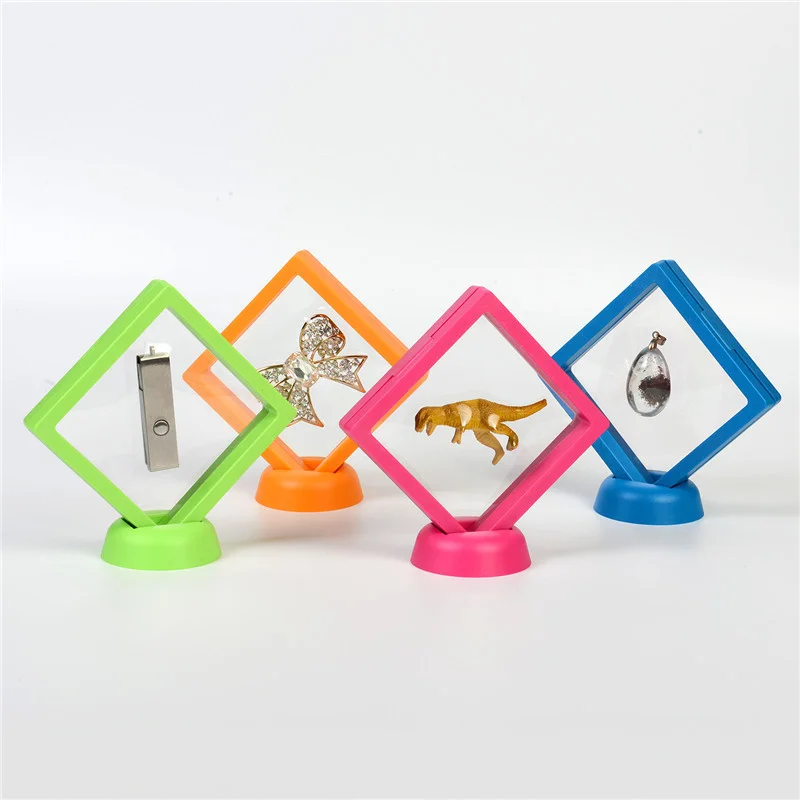 

3D Transparent Organizer Jewelry Display Box Jewellery Stone Presentation Case Pet Membrane Stand Holder Box Ring Pendant Holder