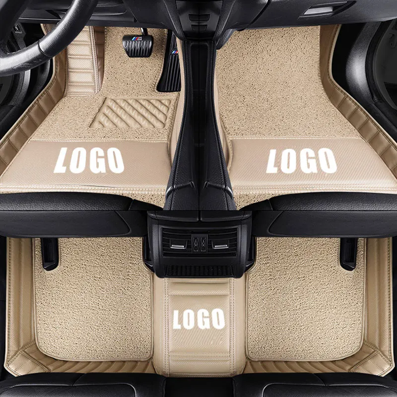 double layer beige Кожаные автомобильные коврики на заказ для Ford escort fiesta mondeo Focus Fiesta Edge Explorer aurus S-MAX F150 Everest mustang - Название цвета: double layer beige