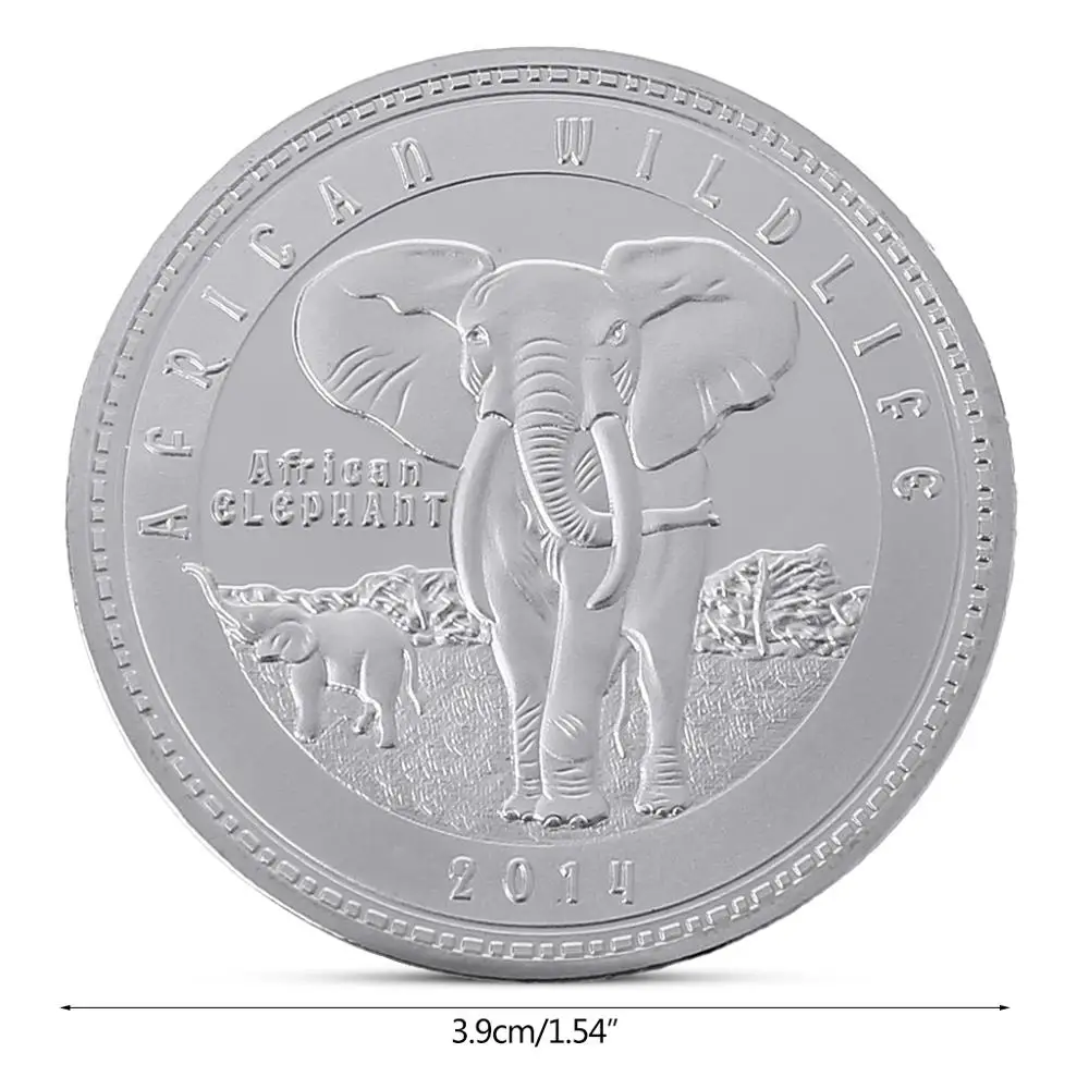 Дикие защищенные животные африканский слон 2014 Замбия Посеребренная монета 1000