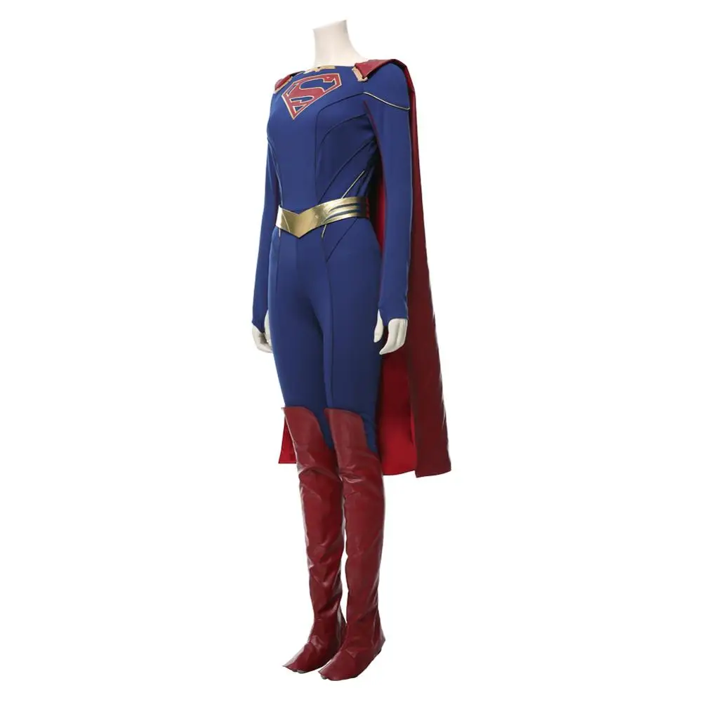 

Kara Zor-El Danvers Cosplay Costume Jumpsuit Cloak Belt Boots Halloween Carnival Costume Women Female Uniform Suit