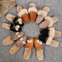 ghjiol real fur slippers shoes woman 2020 mules womens furry slippers winter warm women shoes fashion slippers rabbit hair