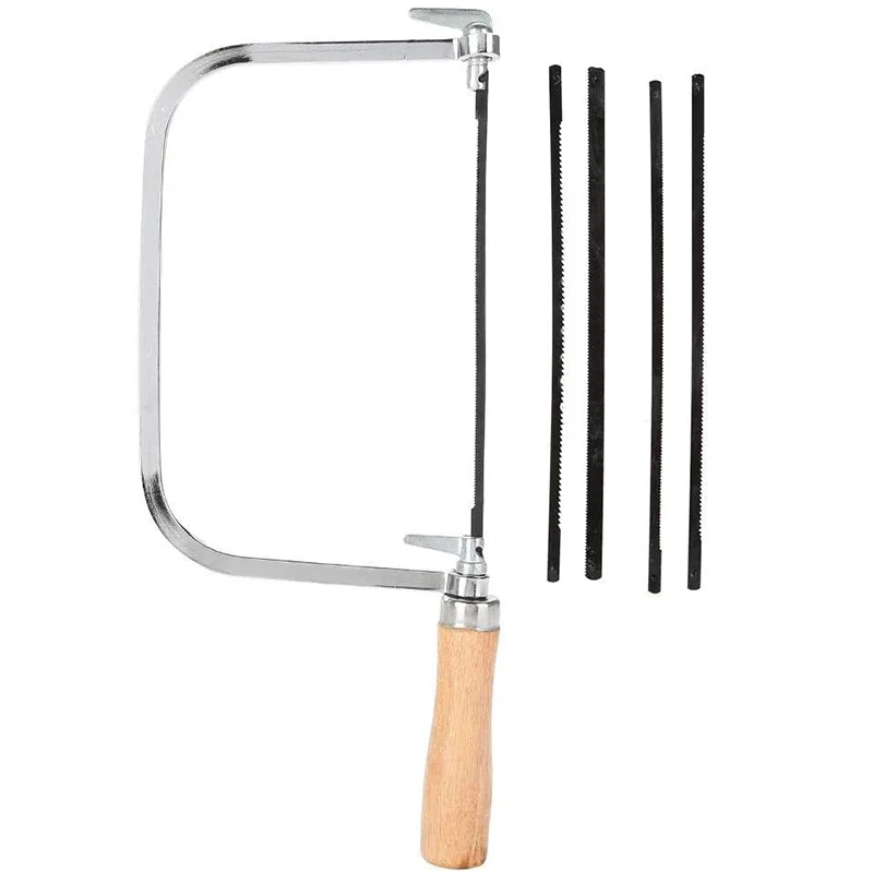

1Set Multi Purpose Adjustable Handsaws, U Shaped Bow Hacksaw Hand Garden Tool Metal Loaf String Cutter Saw with 4pcs Saw Blade