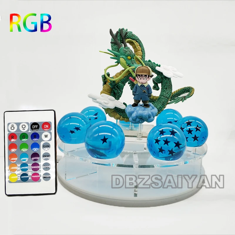 rgb lamp blue ball6 15 см Dragon Ball Shenron figulas прикроватная лампа Dragon Ball Z рисунок ночной Светильник Shenlong+ 7 шт 3,5 см шарики+ акриловая полка DBZ - Цвет: rgb lamp blue ball6