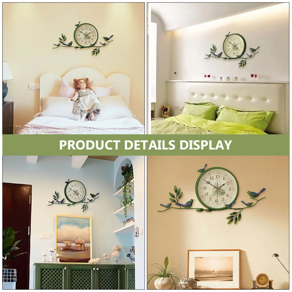 

1pc Iron Art Clock Pendant Decorative Hanging Clock Simple Wall Decor (Green)