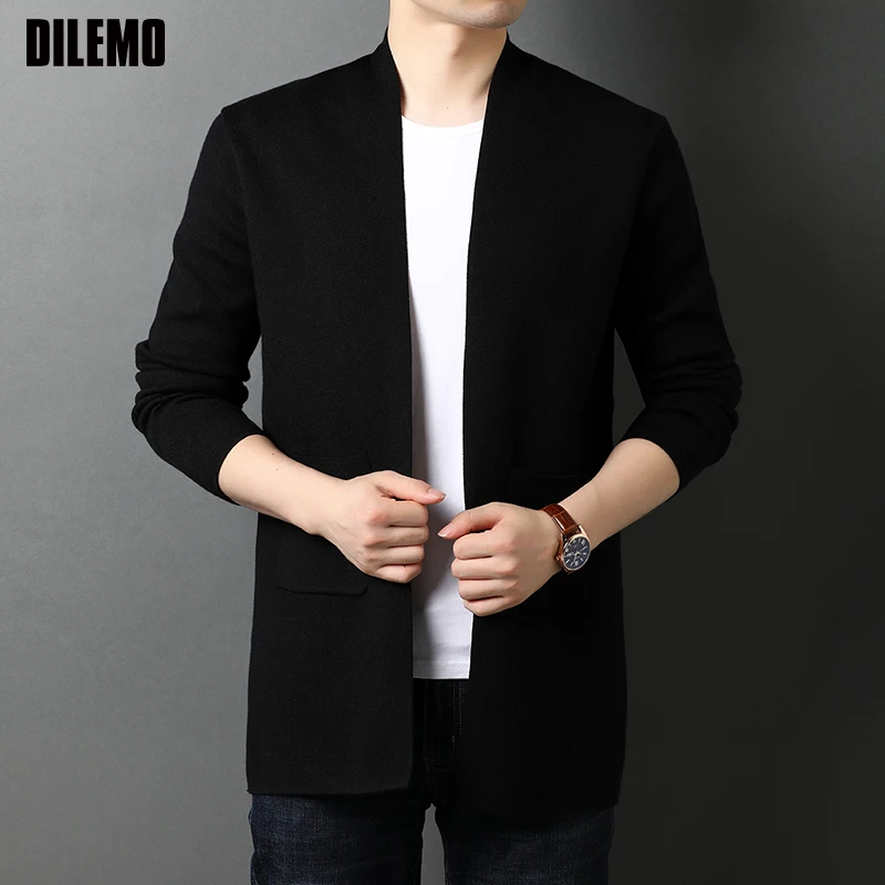 

Top Quality New Autum Brand Fashion Knit Long Cardigan Vintage Sweater Men Casual Coats Winter Jacket Mens Clothes 2021