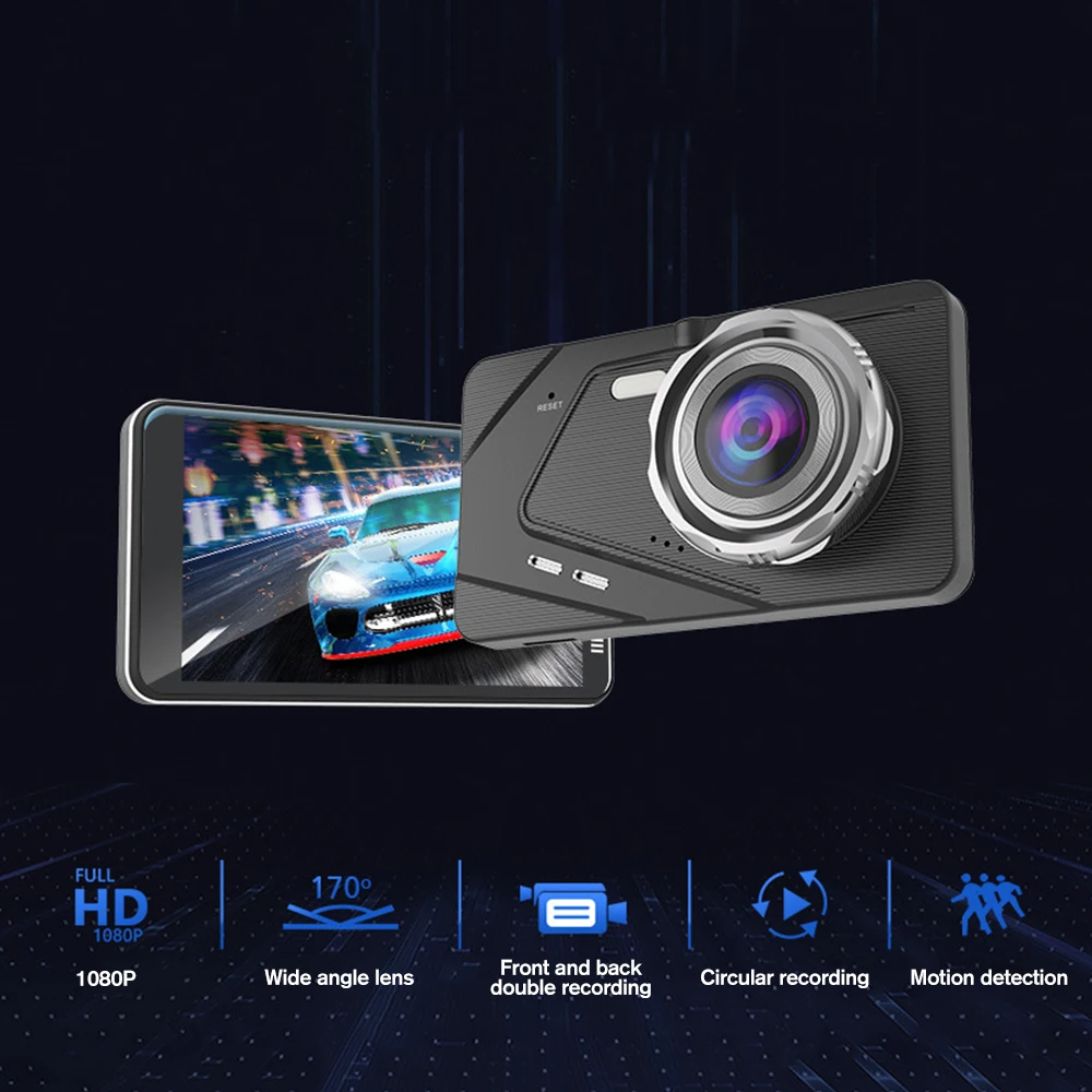 

4-Inch 1080p HD Metal Exterior Driving Recorder Dual Lens For Front Rear Car Recording Night Wide Angle Dashcam Video Registra