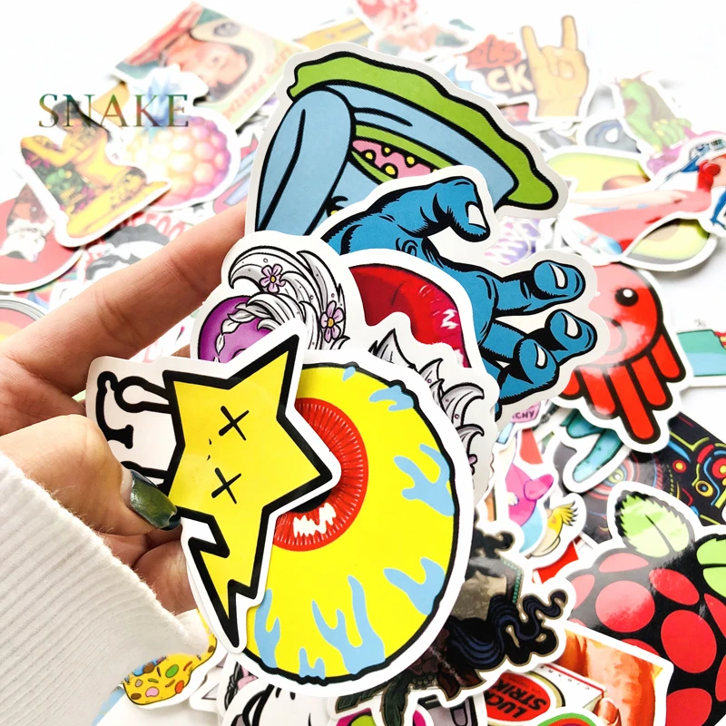 

100pcs Cute Kawaii Cartoon Graffiti Sticker Suitcase Laptop Guitar Luggage Bicycle Waterproof PVC Car Sticker Gift for Children