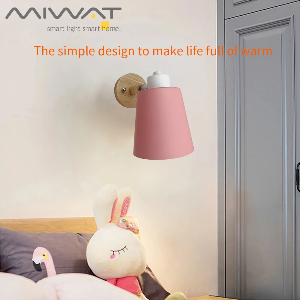 Настенные светильники в скандинавском стиле деревянные Светодиодные лампы E27 90