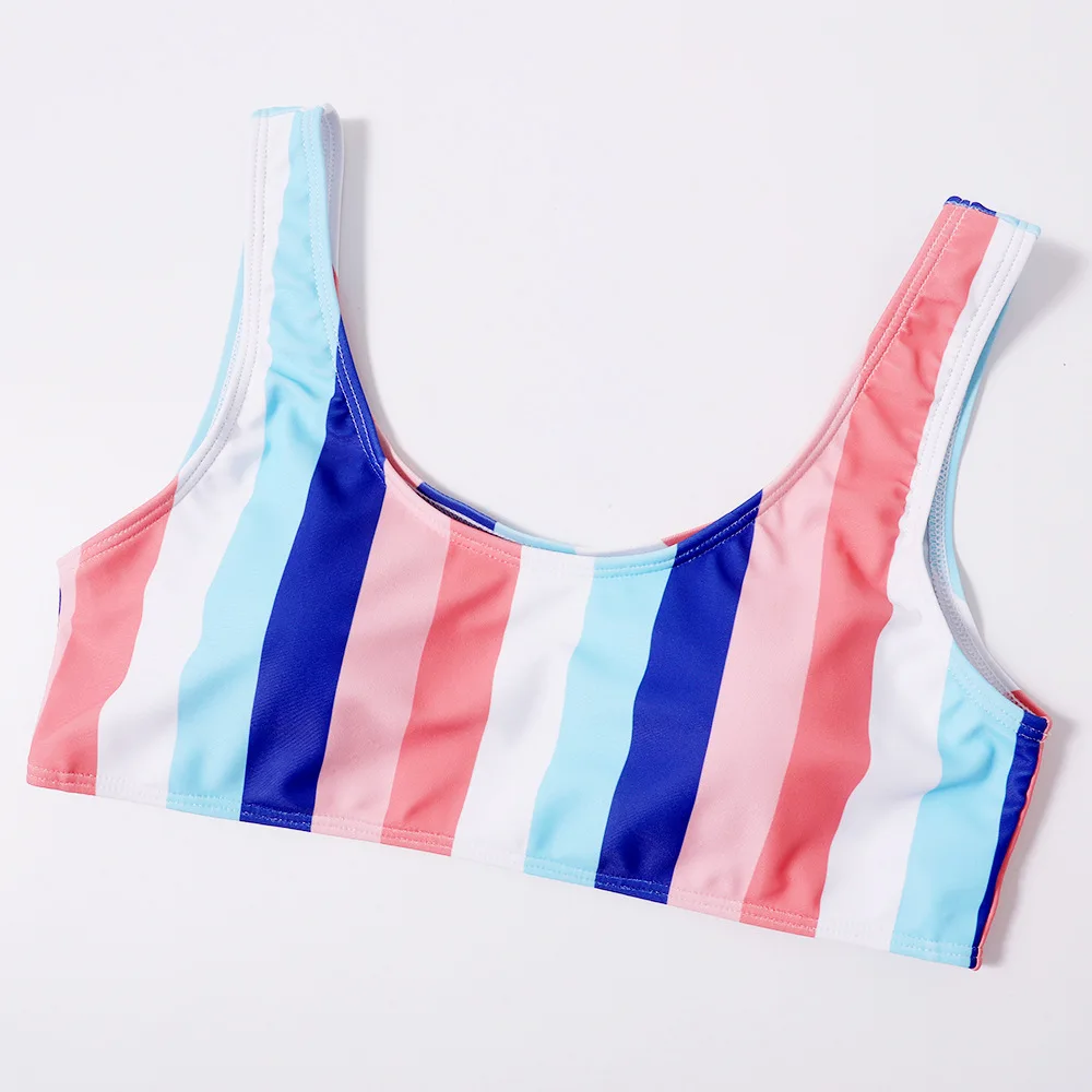 

Orange Striped Bikini Set Women Swimsuit Blue Summer High Waist Printed Sexy Swimwear Bikini Beach Swimming Suit for Womens