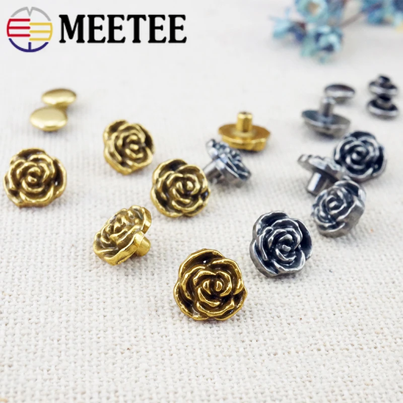 Meetee 10/30 шт 8 мм Металл розовое, с заклепками, с пряжкой в стиле ретро медная заклепка винт кнопка Декор ногтей пряжки ювелирные изделия DIY, мужская сумка аксессуары