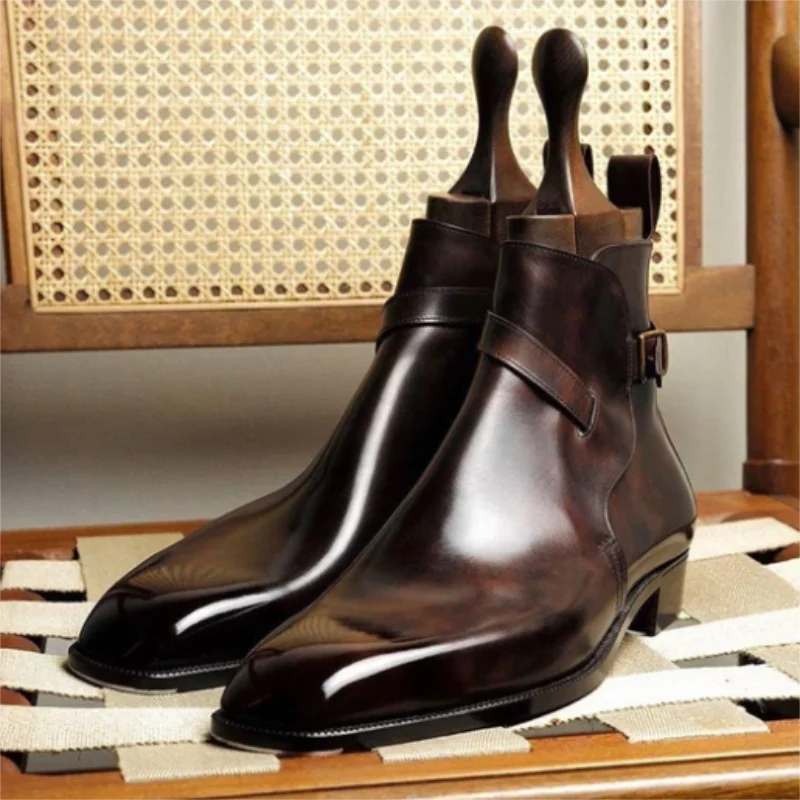 

2021 Men's Low Heels Fashion Leisure Official Chelsea Shoes New Fashion Hand PU Leather Classic Dress Boots YX152