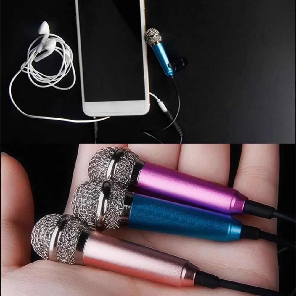 

3.5mm Mini Condenser Microphone Phone Karaoke Mic with Stand for iPhone Android