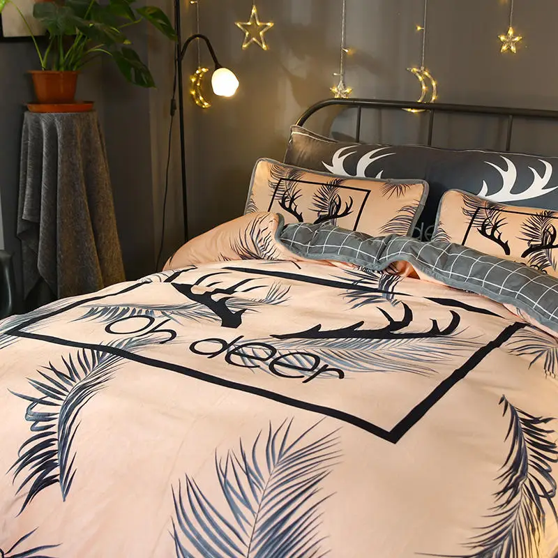 Роскошные комплекты постельного белья с крепкими рогами бежевый комплект теплое