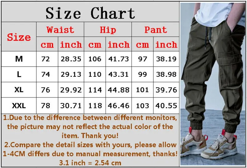 

Hirigin Men Casual Tactical Cargo Pants Harajuku Joggers Harem Hip Hop Style Cool Sports Trousers