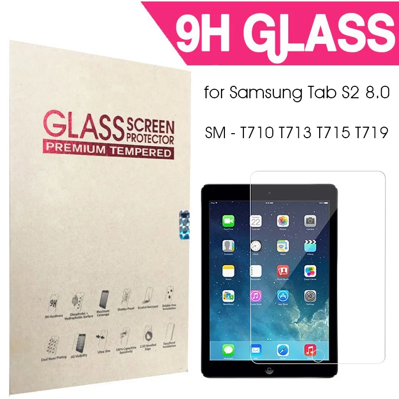 Чехол для планшетов KpGoing для samsung galaxy tab s2 8,0, чехол из искусственной кожи с откидной крышкой для samsung tab s2 8,0 T710 T713 T715 T719, чехол - Цвет: Tempered Glass