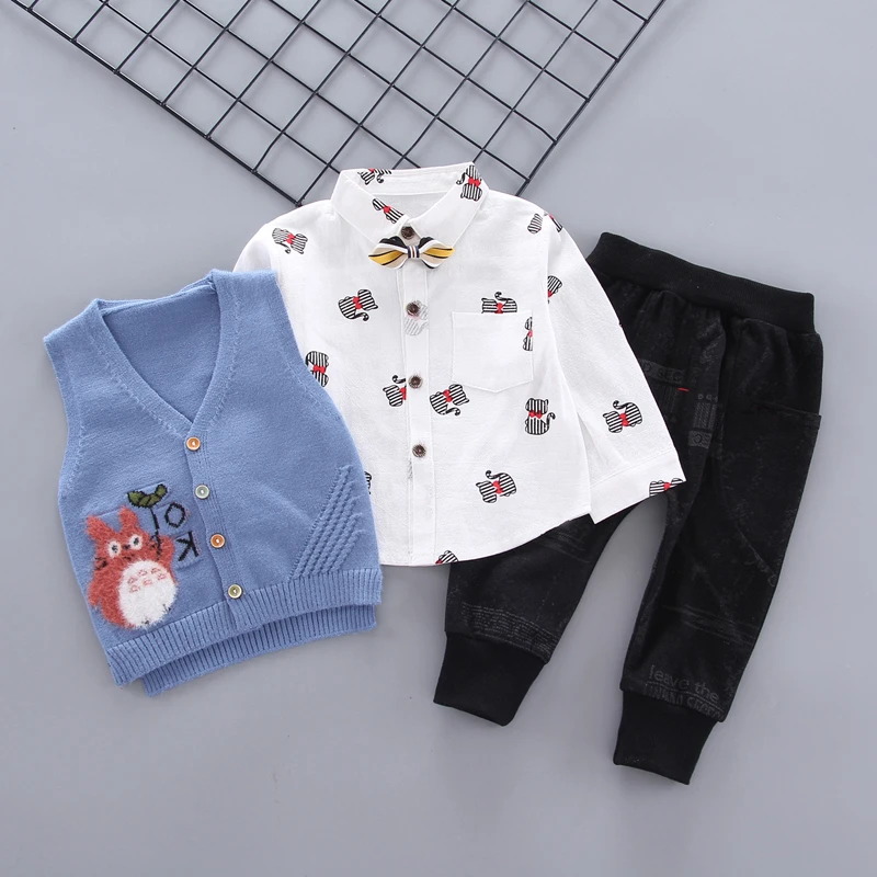 

Baby Boy Clothes Children Cotton Spring Autumn Shirts Vest Pants 3Pcs/sets Infant Kid Fashion Toddler Casual Clothing Tracksuits