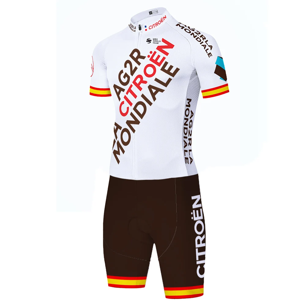 2021 Мужской трикотажный костюм AG2R с коротким рукавом велосипедный комбинезон 20D