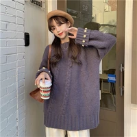 2022 autumn loose twist round neck pullover sweater korean long sleeve pull female casual warm winter knit sweater ladies tops