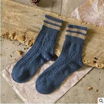 

Autumn Winter Thickened Women Socks Warm Thick Line Female Socks Double Needle Turnover Mori Pile Socks Two Bars In Tube Socks