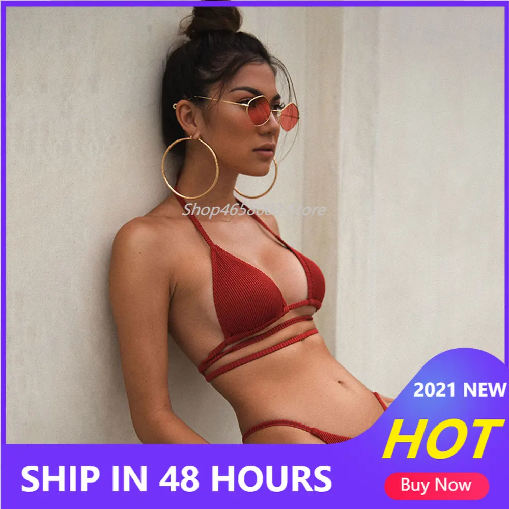 Соблазнительный Женский комплект бикини из 2 предметов с высокой талией