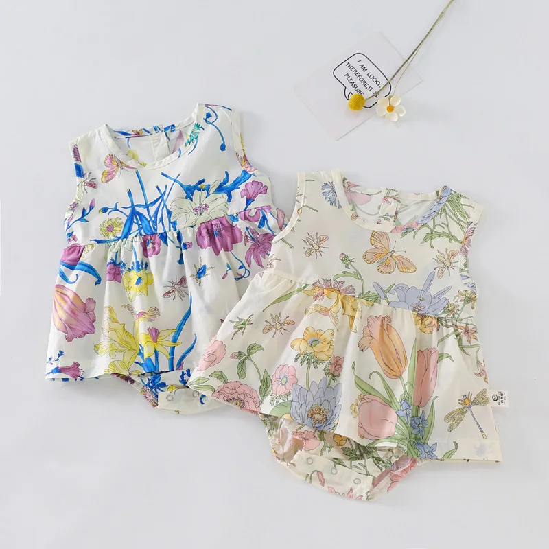 Платье для маленьких девочек летняя одежда новорожденных принцесс с цветами на
