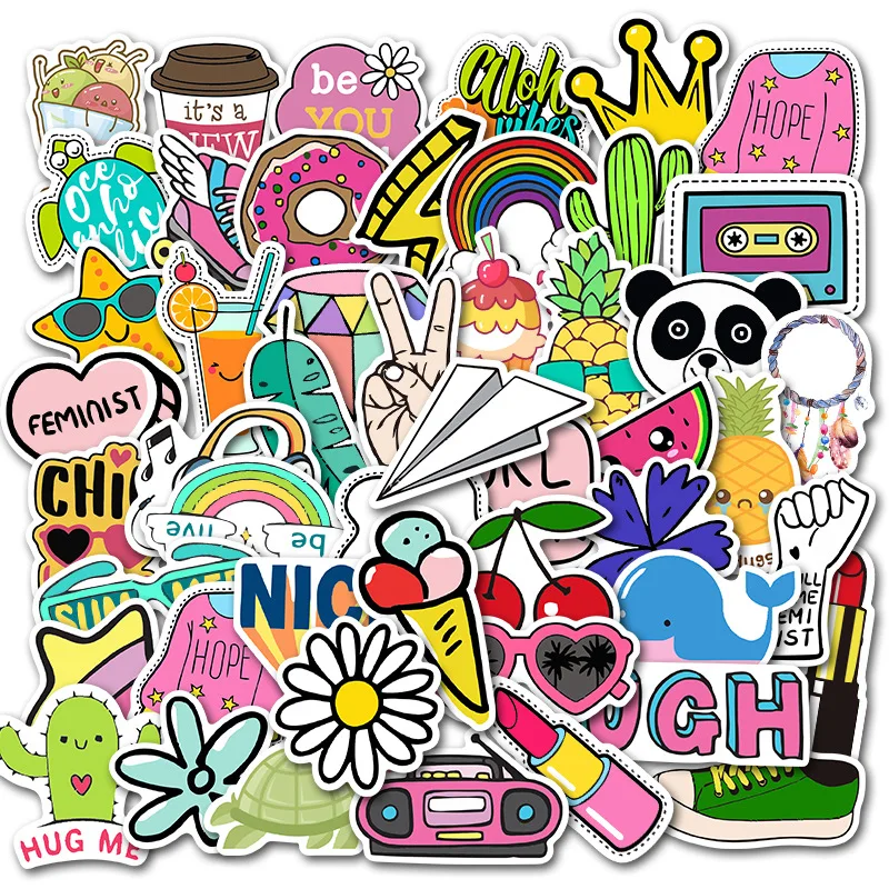 

50pcs Ins Vinyl Stickers Graffiti Decals VSCO Cute Sticker Bomb Pack for Teens Kids Boys Girls Water Bottle Skateboard Laptop