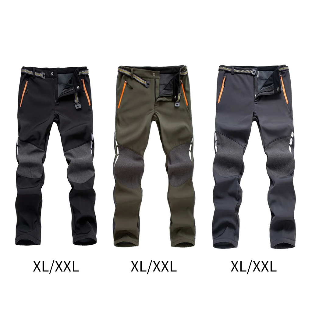 

Men's Plush Thickened Autumn and Winter Waterproof Assault Pants Pocket Zipper Design Warm Pants