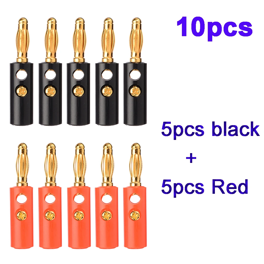 10 шт. позолоченная аудио колонка проводной кабель черный красный разъем типа