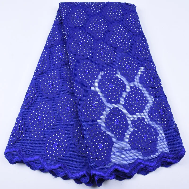 Новейшая нигерийская кружевная ткань 3 D с полностью выдувными цветами