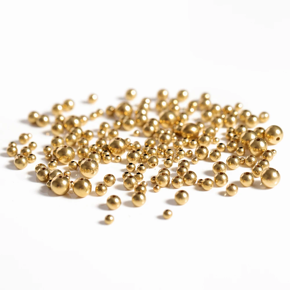 

50pcs Original Brass Ball Loose Bead Beads for Needlework Necklaces Accessories Beads for Jewelry Making DIY 3/4/5/6/8mm