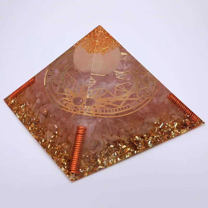 

3.74inch Rose Quartz Orgonite Pyramid For Attracting New Love Energy Balancing Crystal Orgone Pyramid Meditation Reiki Decor
