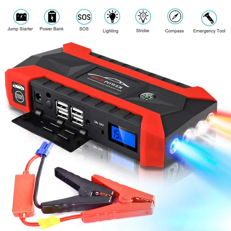 UK 89800mAh 12V lcd 4 USB Автомобильное зарядное устройство, зарядное устройство для автомобиля