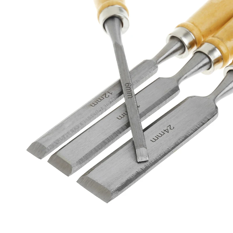 

2021 New 4Pcs/Set Wood Sculpture Flat Chisel DIY Woodworking Hand Tool