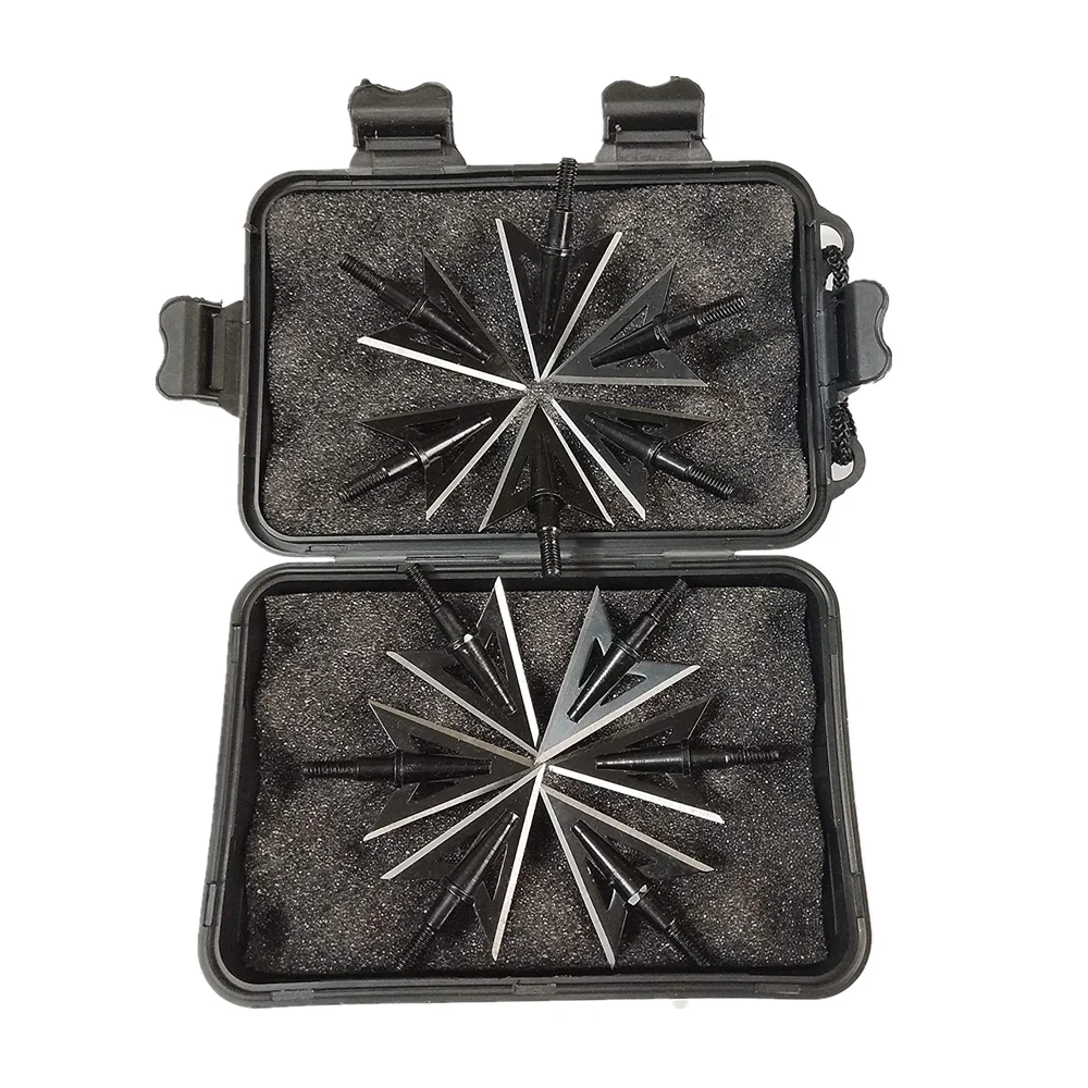

12PCS Sharp Arrowheads Metal Broadheads 100 Grain Archery Hunting Bow Arrow Tips