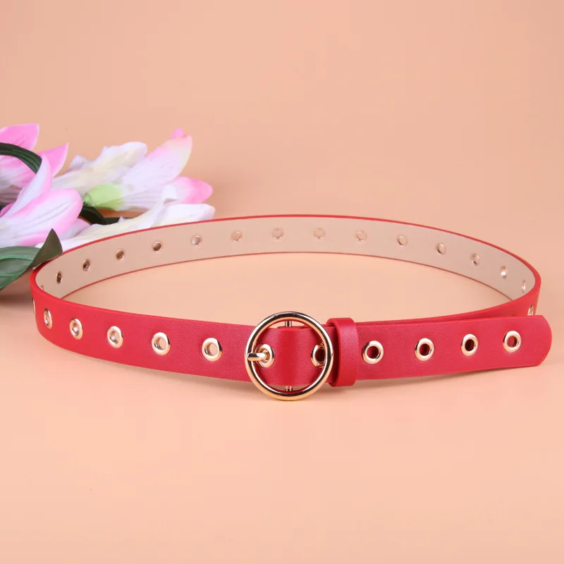 women leather belt round metal pin buckle circle belts hot brand fashion punk o ring for women belt ladies jeans accessories free global shipping