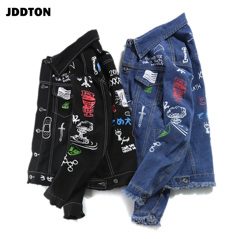 JDDTON мужские осенние джинсы с рисунком граффити повседневные куртки в стиле хип