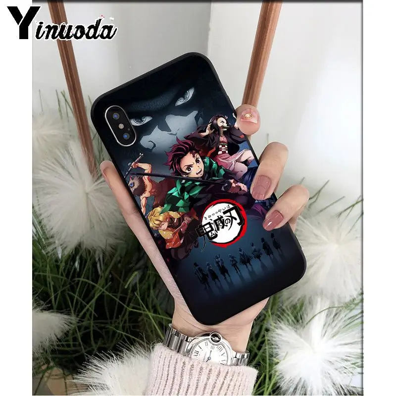 Yinuoda аниме Demon Slayer Kimetsu no Yaiba TPU мягкий черный чехол для телефона Apple iPhone 8 7 6 6S Plus X XS MAX 5 5S SE XR - Цвет: A3