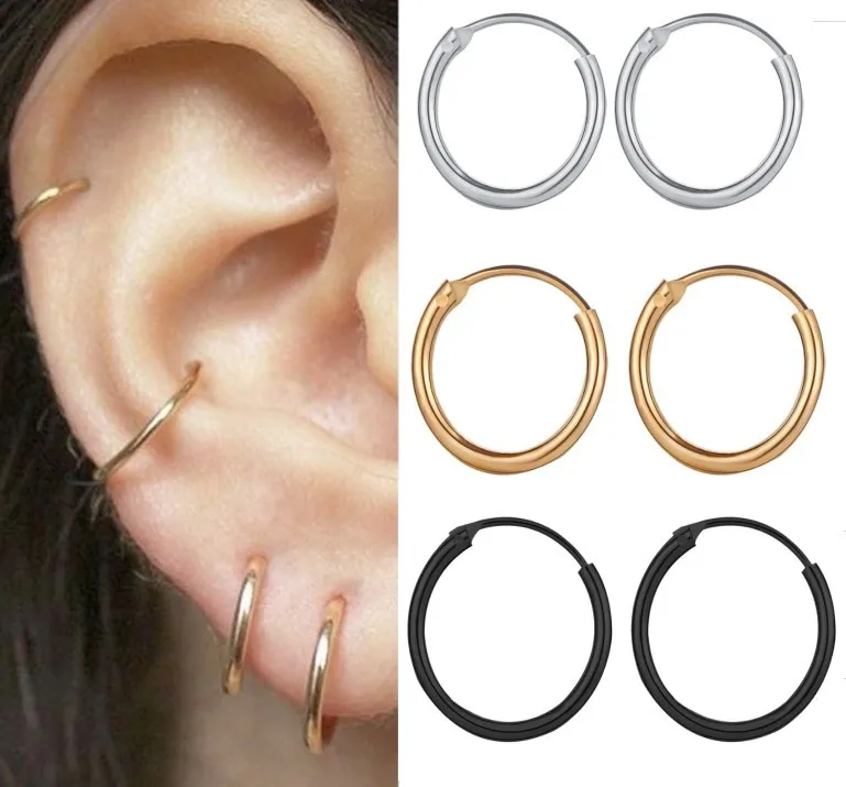 

1 Pair Punk Hip Hop Earrings Women Girl Studs Round Circle Multiple Dangle Small Steampunk Ear Stud Earring Fashion Jewelry 2021