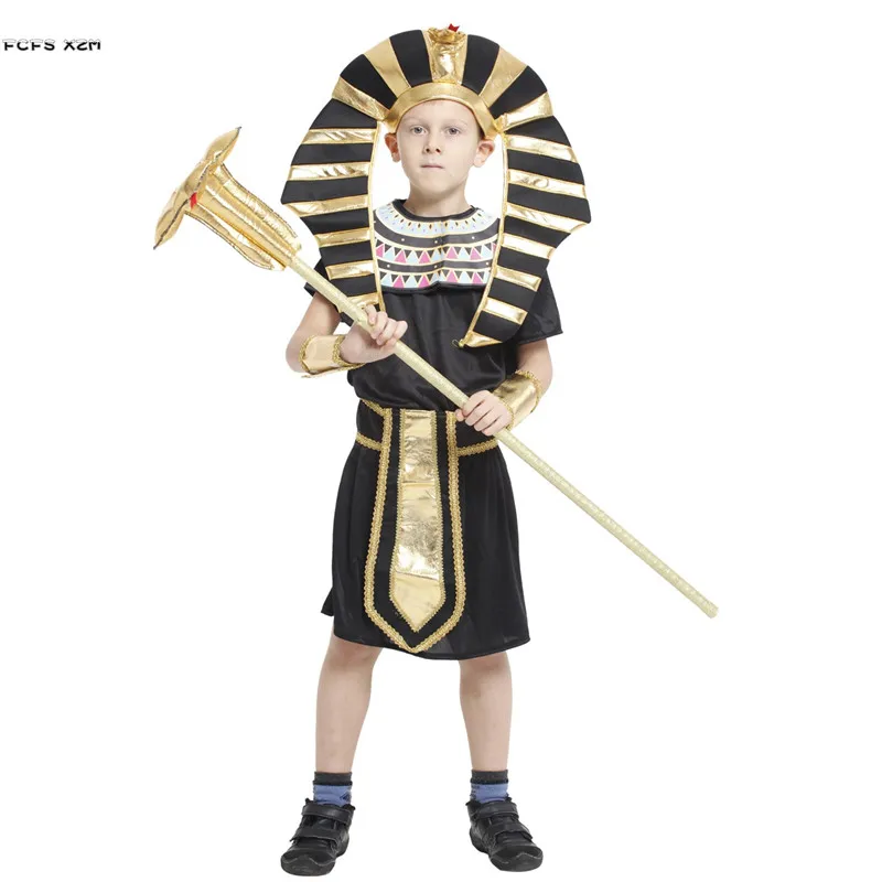 M-XL для мальчиков и детей фараон Египта детские костюмы косплея на Хэллоуин