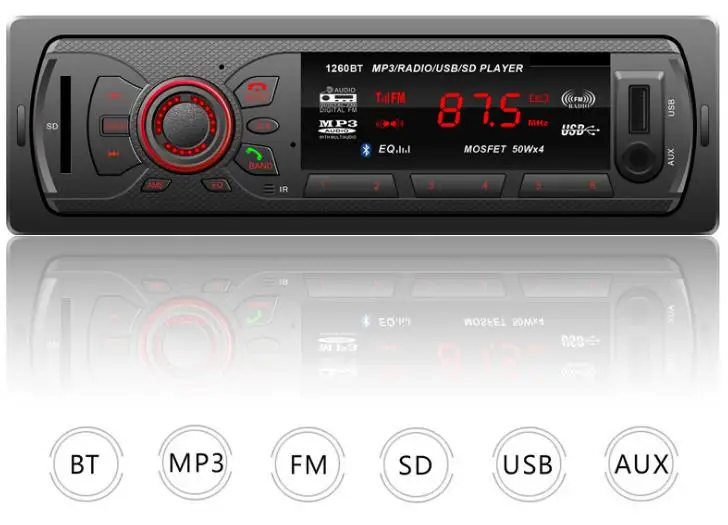 50 шт. 12 в 1 DIN тире Bluetooth Авто Радио стерео MP3 аудио плеер FM Aux вход приемник