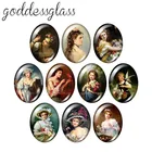 Винтажные женские картины маслом стиль 10 шт. смешанные 13x12 мм18x25 мм30x40 мм овальные фото стекло кабошон демонстрация плоская задняя часть