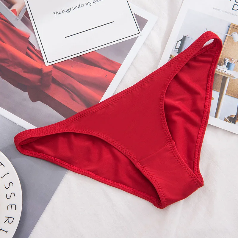 Lingerie Low-waist Sexy Thong Half-covered Buttocks Ladies Panties Soft milk silk solid color triangle thong | Женская одежда