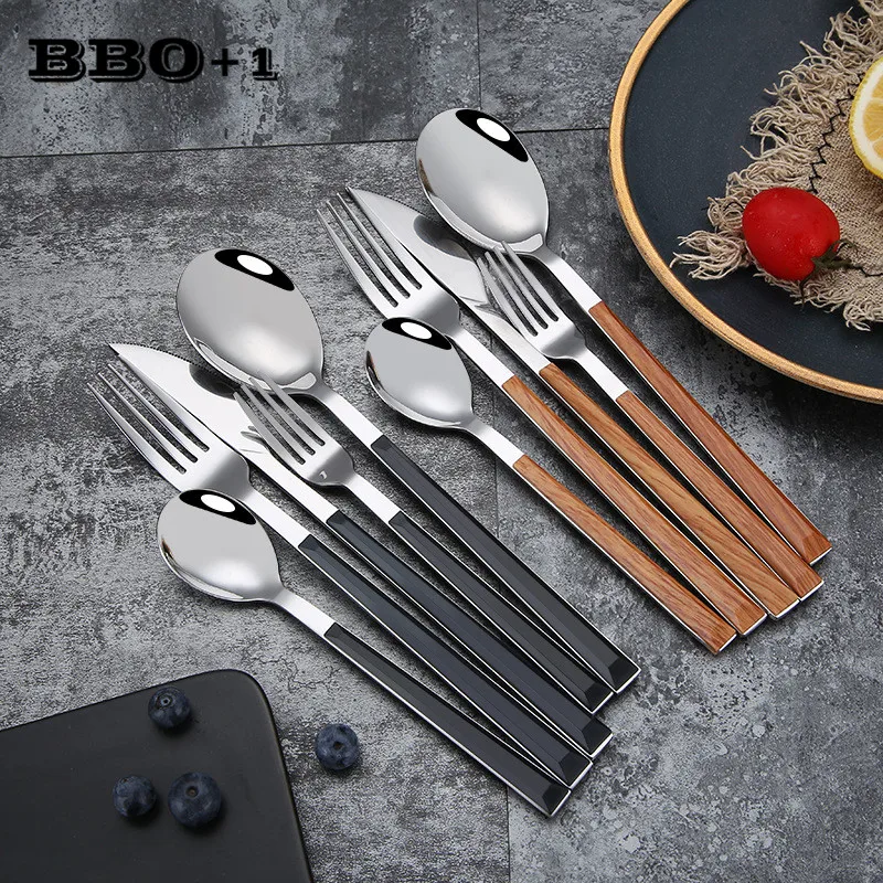 5 шт. Нержавеющая сталь набор посуды суши посуда с имитацией деревянной ручкой в