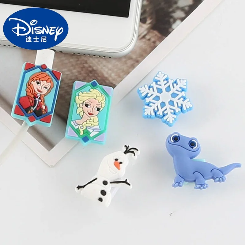 

frozen 2 figura anime USB Charger Cable Winder Protective Case Earphone Cord Sleeve Wire Cover Data line Protector For iphone
