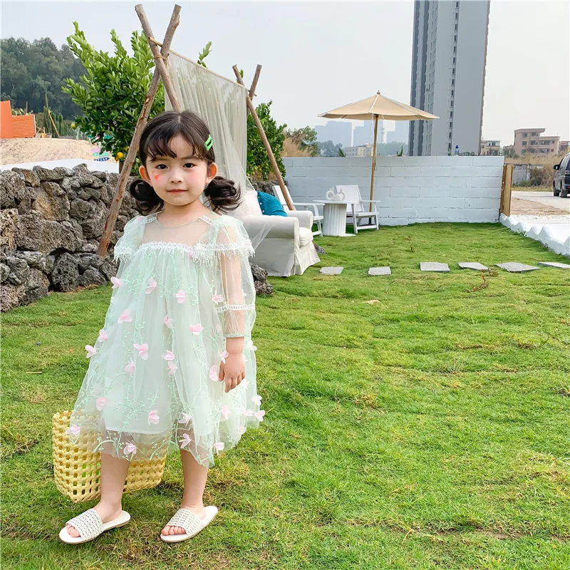 Детские платья для девочек летнее светло-зеленое вечерние жевное платье на
