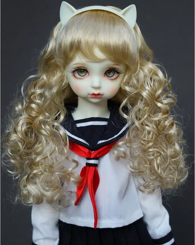 

1/3 1/4 1/6 Giant doll wig BJD.MDD.SD doll wig imitation horsehair brown wave long hair one piece, doll toys free shipping