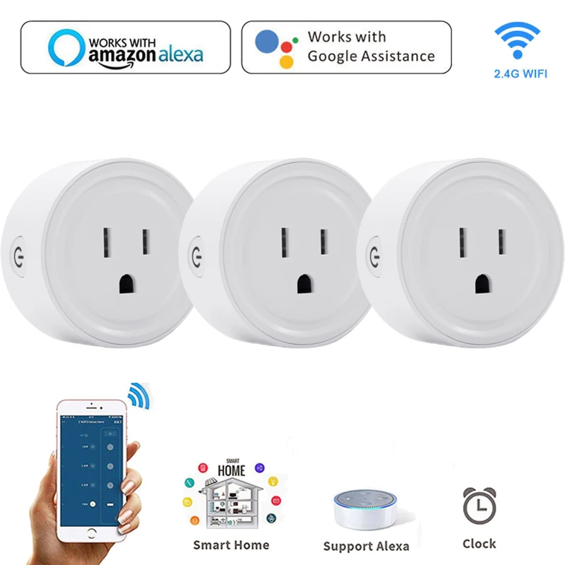 

Умная розетка EWeLink с Wi-Fi, Беспроводная розетка с дистанционным управлением через приложение, таймером, голосовым управлением, вилкой Станда...