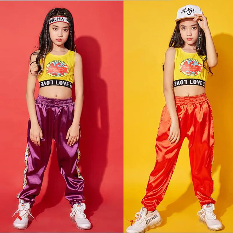 Детская одежда в стиле хип хоп танцевальный костюм для девочек укороченный жилет