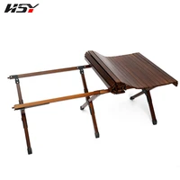 120cm outdoor foldable camping wooden desk portable beach egg roll wood folding table for picnic bbq